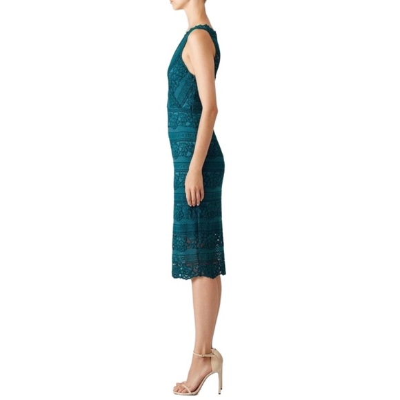 SAYLOR Nordstrom Lace Sheath Dress Blue Green Turquoise Teal Vneck Sleeveless XS - Picture 4 of 9